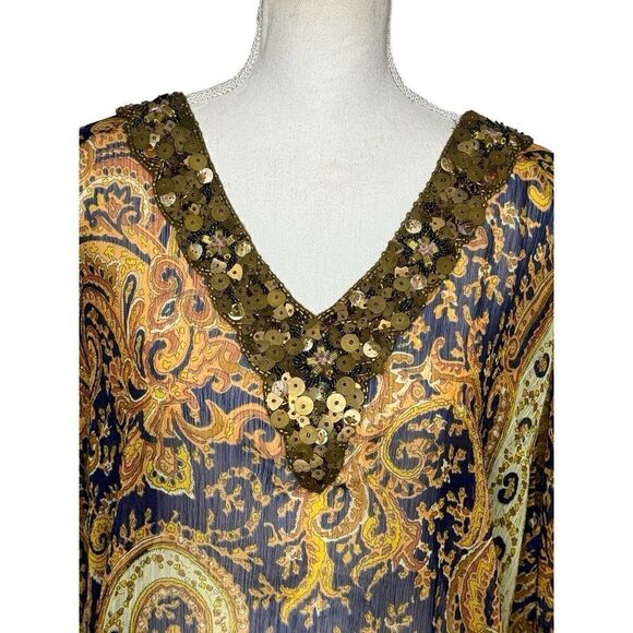 Soft Surroundings Beautiful Sheer Dress Kaftan Beaded Sequined Size 3XL - Picture 2 of 8